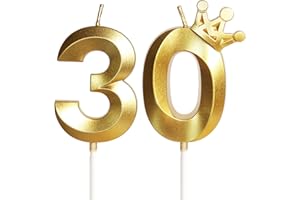 YIRAN Candele di compleanno con corona, 30,5 cm, in oro 3D, decorazioni per torte, matrimoni, anniversari (30)