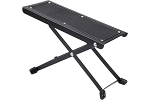 JESUSTREE Gitarren Fußbank Hocker mit Rutschfester Gummiunterlage, Faltbarer Metall Guitar Fußstütze Superstabil für Akustische, Klassische, Elektrische Gitarre, Höhenverstellbar