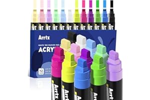 ‎ARRTX Arrtx Markery okienne, graffiti, Jumbo 10 mm, 12 kolorów, neonowe długopisy kredowe, uwielbiane przez nauczycieli, dzieci, artystów, nietoksyczne długopisy akrylowe do okien, kamienia, tablicy, szkła,