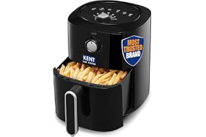 KENT Classic Hot Air Fryer 4L 1300 W | 80% Less Oil | Instant Electric Air Fryer | Auto Cut Off | Fry, Grill, Roast, Steam, and Bake | 1 Year Warranty | Black