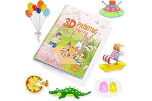 Dayker Livre de dessin pour impression 3D au stylo, 40 modèles réutilisables de graffitis avec un tableau transparent en PVC, pochoirs en papier épais pour l'art 3D, pour débutants et artistes