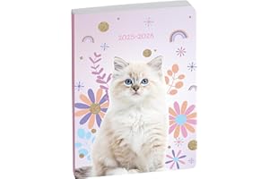 Exacompta - Réf. 1877824E - 1 Agenda Forum Animaux Chat Blanc12 x 17 cm Journalier Août 2025 à Juillet 2026 - Visuel chat
