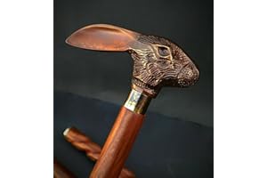 ANTIQUE HANDICRAFT HUB Rabbit Style Handle Vintage Wooden Walking Stick Handmade Gift