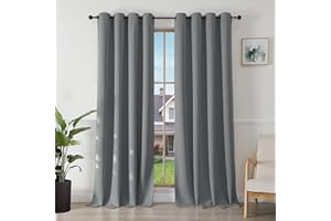 Joydeco Tende Oscuranti per Interni 2 Pezzi, Tende Termiche con Occhielli per Soggiorno Moderne, Cameretta Bambini, Camera da Letto Blackout Curtains(2xL140xA260,Grigio Chiaro)