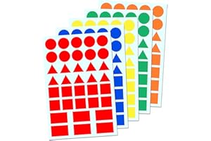 5 Couleurs - Gommettes Formes Géométriques (Cercle, Triangle, Carré, Rectangle) - 900 Pieces