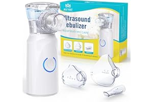 Aersol Portatile Silenzioso, Ricaricabile Macchina Aerosol per Adulti e Bambini, AU YAT Aerosol Ultrasuoni con 2 Maschere e Boccaglio, Macchina Aerosol per Viaggi e Uso Domestico