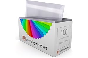 DERMEGADEAL umschlag-discount - sobres transparentes de papel de pergamino para cartas informativas, vales, invitaciones & Co - 100 sobres autoadhesivos con unas dimensiones de 220x110 mm (DIN Largo)