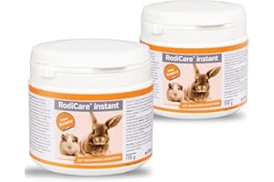 alfavet RodiCare instant, dwupak, karma dla osłabionych królików karłowatych bez apetytu, świnek morskich, małych gryzoni, pełnoporcjowa pasza z ziołami, proszek, 2 x 170 g z łyżeczką dozującą