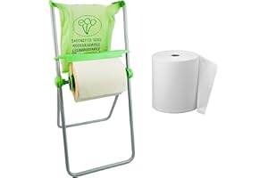TECNOKIT Portarrollos para bobinas de Papel secador Industrial con Porta Sobres residuos, 40 x 35 x 80 cm, Porta Rollos para Taller, consultorio médico, Oficina (Verde)
