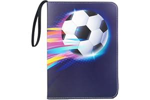 YOWXEEDI Album kolekcjonerski na karty piłkarskie, album kolekcjonerski, okładki, 4 kieszenie, do piłki nożnej, karty kolekcjonerskie, karty wymiany, 50 stron, 400 kart, pojemność ze sztucznej skóry, album