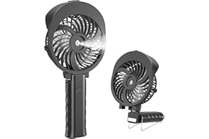HandFan Wentylator ręczny, chłodzony wodą, akumulator, wentylator USB, zasilanie bateryjne, 3 poziomy, mini wentylator stołowy 2 w 1, z gniazdem na laptopa, do podróży i domu