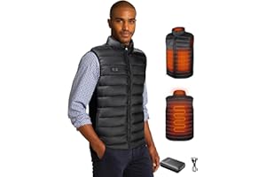 Loowoko Heated Gilet for Men with 10000mah power bank, Lightweight Heated Vest Thermal Body Warmer, 3 Heat Settings + 4 Zone Heating, For Working outside, Motorcycle, dog walking
