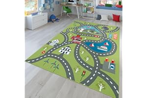 ‎TT HOME TT Home Kinderzimmerteppich Teppich Junge Mädchen Kinderteppich Baby rutschfest Straße, Farbe:Grün, Größe:80x150 cm