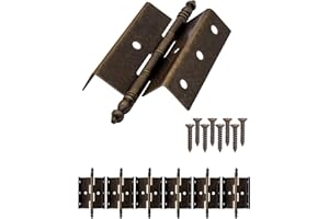 HOMETOOLS.EU Fuxxer® – 6 bisagras antiguas, bisagras de metal, bisagras de hierro, diseño clásico, para armarios, puertas de armarios, cajas, en estilo vintage rústico, 88 x 39 mm, bronce, juego de 6