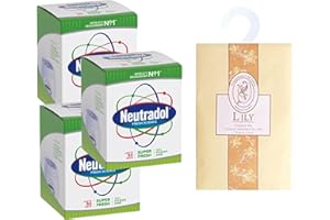 QUINN WHOLESALE Neutradol Air Freshener Bundle - 3x Neutradol Gel Super Fresh 135g & Lily Scented Hanging Wardrobe Fresheners - Strong Air Freshener for Home, Bin Deodoriser & Wardrobe Fresheners