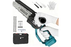Realtopdo Mini Kettensäge 6-Zoll Bürstenlose Akku-Astsäge Kompatibel mit Makita 18V Akku, Handkettensäge mit Automatischer Öler, abnehmbarem Seitengriff für Gartenscheren Holzschneidenz (ohne Akku)