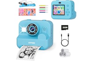 ASTGMI Sofortbildkamera Kinder Mit Selfie,kinderkamera 1080P HD Sofortdruck von Fotos,Geburtstagsgeschenk Weihnachten Geschenk Spielzeug ab 3 4 5 6 8 7 9 10 Jahre Mädchen Jungen (Blau)
