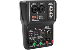 GOWENIC Mezclador de Audio de 2 Canales, Mezclador sin Controlador de Tarjeta de Sonido Mini USB Portátil Pequeño, Consola de Mezcla de Sonido para Grabación de Música Karaoke en Casa