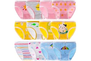 Anntry Niños Paquete de 12 Calzoncillos Calzoncillos cómodos y Suaves Ropa Interior de algodón Niñas pequeñas Bragas Surtidas 2-12 años