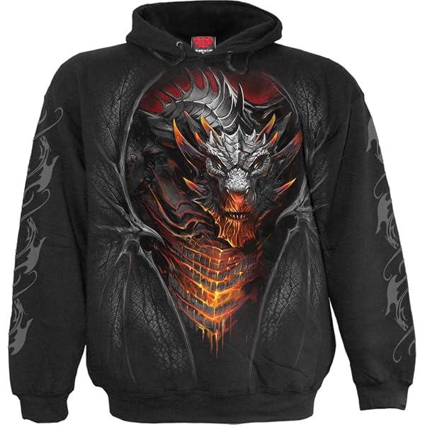 Sweat à Capuche Noir Pour Enfant Spiral Kids - 100% Coton - Design Gamer Crâne Et Os Croisés - Marque Gothique/metal - 10
