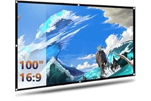 ONOAYO Pantalla de Proyección 100"" Portátil Plegable Resistente a Las Arrugas Cortina de Proyección Pantalla de Proyección 16:9