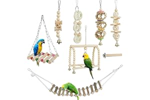 Weinsamkeit Mecmbj Giochi per Uccelli, 8 Pezzi di Giocattoli da Masticare per Pappagalli, Giocattoli per Uccelli di Piccole E Medie Dimensioni, Anelli per LAltalena, per Posatoi per Uccelli