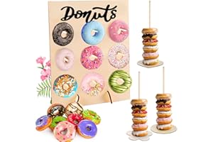Lets Joy 4 Piezas Soporte para Donuts, Soporte Expositor Donuts, Soporte para Donuts de Madera, Soporte de Exhibición de Donuts, Reutilizable Donut Holder para Fiesta Boda Cumpleaños