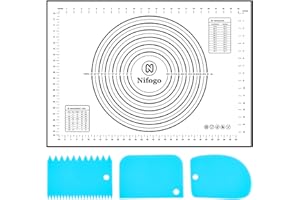 Nifogo Tapete de Silicona para Horno 70 x 50 cm con Raspador, Grande Alfombrilla para Horno Antiadherente Reutilizable para Pasta Pizza Torta Galletas