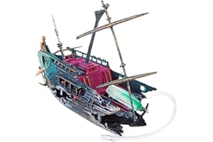 Uotyle Aquarium Ornament Resin Air Pump Driven Action Shipwreck Decoration Aquarium Landscaping Decoration Fish Tank Ornament Pet Habitat Décor