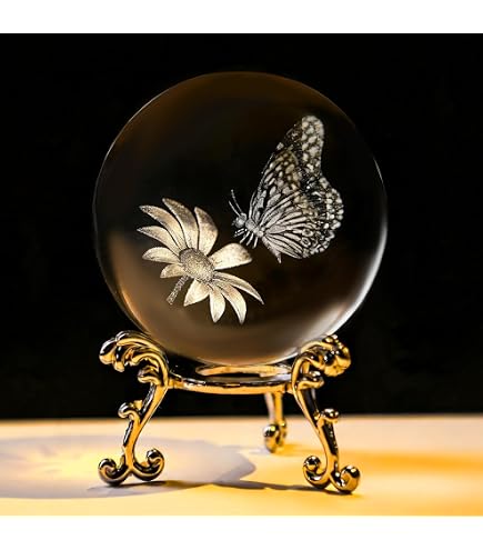 HDCRYSTALGIFTS Presse-papier en forme de boule de cristal 3D colibri 60 HDCRYSTALGIFTS Presse-papier en forme de boule de cristal 3D colibri 60