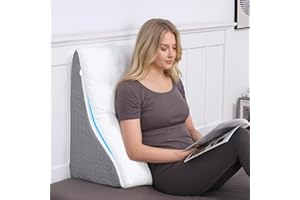 TANYOO Lesekissen für Bett und Sofa Ergonomischer Keilkissen Zweischichtiges Design Memory Schaum Rückenlehne für Reflux Schlafapnoe, Perfekt Rückenkissen für Rückenunterstützung(55x55x25)