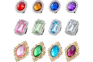 FINGERINSPIRE 12 pezzi Lacci Clip Decorazioni Charms Con Strass Rettangolare/Rombo/Rotondo Scarpa Charm Con Fibbia In Plastica Pietra Gemma Fibbia Per Scarpe Da Ginnastica