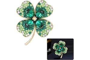 LINGJIA Broche Femme Vetement, Broche pour Dames, Broche Trèfle, Broche en Cristal, Accessoires Vestimentaires, Broche à Épingle de Sûreté, pour le Dîner, la Fête D'anniversaire