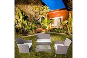 COSMO BUY 4 Piece Rattan Garden Furniture Set Outdoor Patio Sofa, table and chairs garden table Ideal for Pool Side, Balcony, Outdoor and indoor Conservatory Patio Set (Brown)
