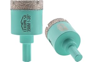 LEKOMESH Broca de Diamante - 2piezas 35MM Sierra de Corona con Vástago Triangular para Porcelánico Cerámica Mármol Granito Piedra Cuarzo,Punte Diamantate Brasate Sottovuoto