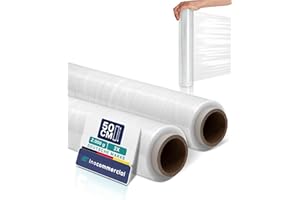 Inoverse Lot de 2 rouleaux de film étirable transparent pour meubles et déménagements, pour palettes, film d'emballage en rouleau, matériau d'emballage, 50 cm/2 kg