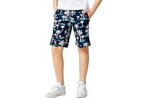 MOR Short d'été pour garçon en coton avec poches, short court confortable pour enfants, avec cordon de serrage, short de loisirs pour l'extérieur et la maison, couleur et taille