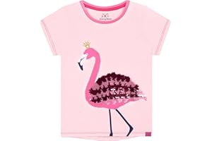 Harry Bear T-Shirt Fille | Tshirt Flamant Rose A Paillettes | Jolis T Shirts pour Filles | Vêtements D'Été pour Enfants