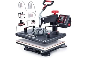 CREWORKS 30 x 38 cm Pressa a Caldo 8 in 1 Termopressa 1250W Macchina Sublimazione Digitale Girevole a 360 Gradi con Controllo Digitale Termopressa per Magliette, Cappelli, Borse, Piatto, Tazza