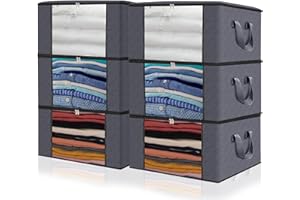 Czwander 6 Stück Aufbewahrungsbox 60L, Umzugskartons,Aufbewahrungsbox mit Deckel, Storage Boxes,Kisten Aufbewahrung, Schrank Organizer, Kisten,Kann Kleidung, Stofftiere,Steppdecken aufbewahren