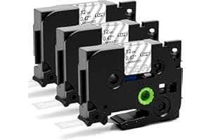 ‎AKEN Aken kompatibel TZe-135 für Brother P-Touch Bänder Transparent Weiß TZe135 AZe135 12mm 0.47 Weiß auf Transparent Schriftband für Brother P-touch H100LB H107B P300BT H110 H105 Cube, 3x