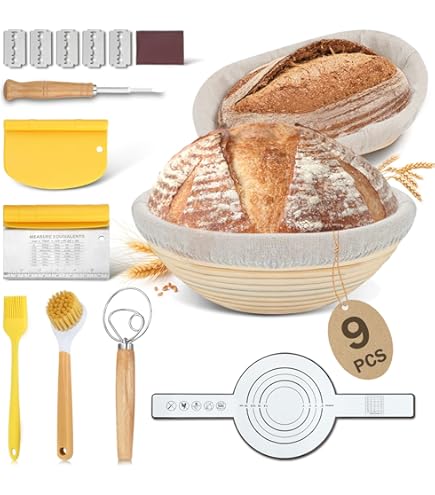 LURNODY Ovale De 10 Pouces Panier De Fermentation Pour Pain, Lot De Paniers De Fermentation Ronds Pour La Cuisson Du Pain, Kit Pour Faire Du Pain Pour Boulangers Professionnels,pour La Cuisson Du