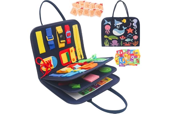 Withosent Busy Board Montessori pour Enfants, 4 Couches Planche Montessori Jeux Tout-Petits, 20 en 1 Apprendre Compétences de Vie Jouets Éducatifs Base pour Garcon Fille BéBé 3 4 Ans