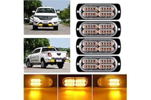 Teguangmei 4Pcs High Intensity 20-LED Super Bright Amber LED Emergency Hazard Warning Flashing Strobe Lights for Construction Vehicle SUV Tow Truck Van 12V-24V