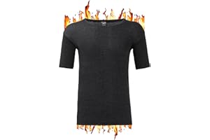 ZRWASKA® Mens Thermal Underwear Vests Long Sleeve Tops, Thermal T-Shirt Short Sleeve Warm Underlayer Winter Thermals Base Layer Clothing Men Vest Top Size S-XXL