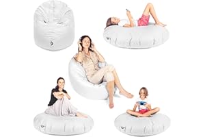 PATCH HOME Pouf 2 in 1, per adulti e bambini, da gioco con imbottitura, cuscino per poltrona (bianco, Ø 155 cm)