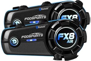 Fodsports FX8 AIR Motorrad Intercom, Helm Headset für 2 Motorräder mit Reichweite von 1000m, DSP und CVC Geräuschunterdrückung Motorradhelm Kommunikationssystem mit 3 Soundeffekte Funktion
