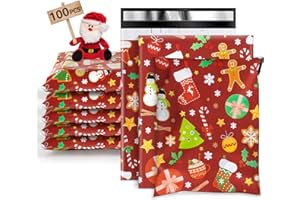 Wanxida Lot de 100 pièces Sacs d'expédition plastique Enveloppes postales, Sacs d'emballage de Cadeaux de Noël 25cm x 36cm (B)