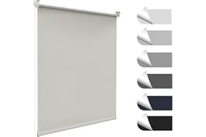 Allesin Store Enrouleur Occultant Thermique sans Perçage, Rideau Opaque Isolant, Montage Simple pour Fenêtre ou Porte, 45l x 120L cm, Largeur du Tissu 45 cm, Crème