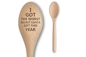 THE LASER FACTORY Cuillère en bois gravée – Cadeau amusant et grossier pour adultes – « I Got The Worst Secret Santa Gift This Year » – Cadeau de pâtisserie abordable et amusant – Idéal pour homme/femme (I Got The